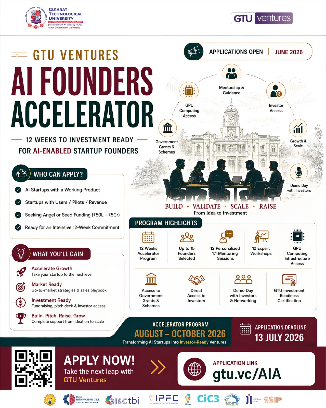 GTU Ventures AI Founders Accelerator Event Flyer